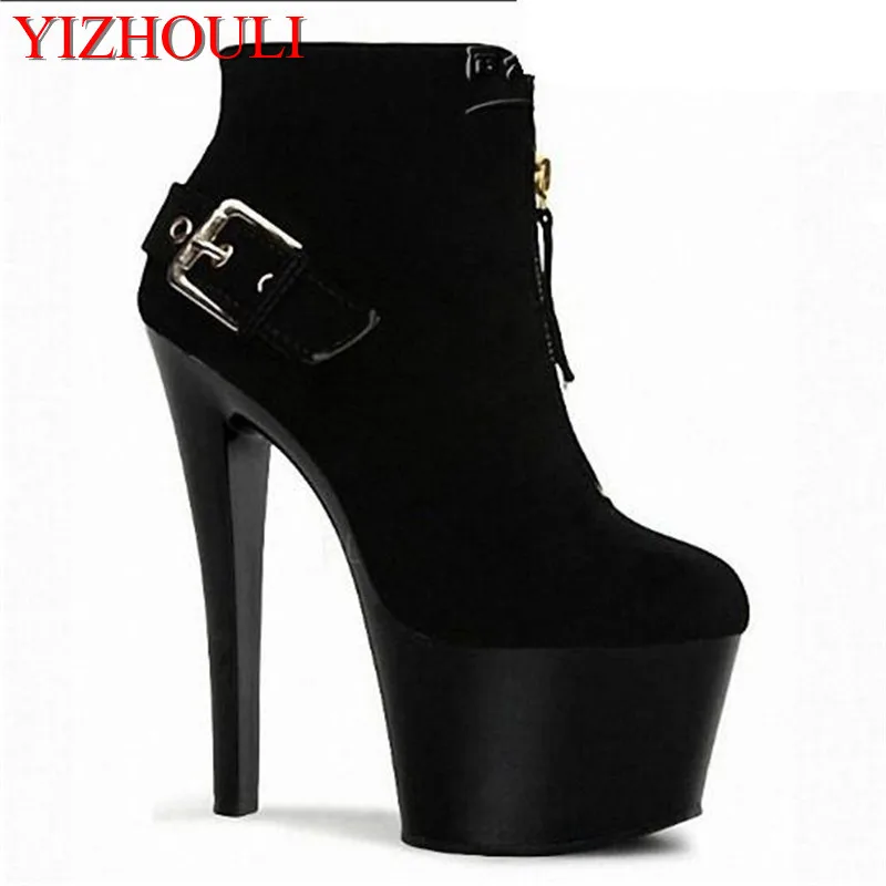 

high heels platforms dinner party Banquet black gladiator ankle boots17-18cm spool heel shoes for women Boots