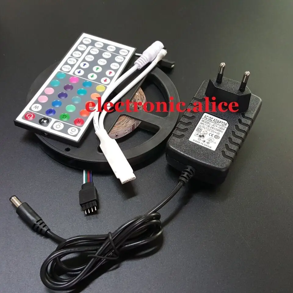 5 м 3528 RGB 300 Led SMD гибкая световая полоса лампа + 44 ключа ИК 12 В 2A источник питания|rgb