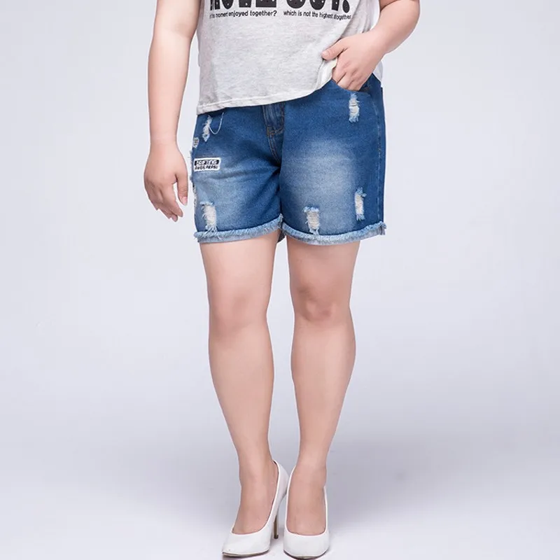 Модные короткие джинсы больших размеров летние женские джинсовые шорты со
