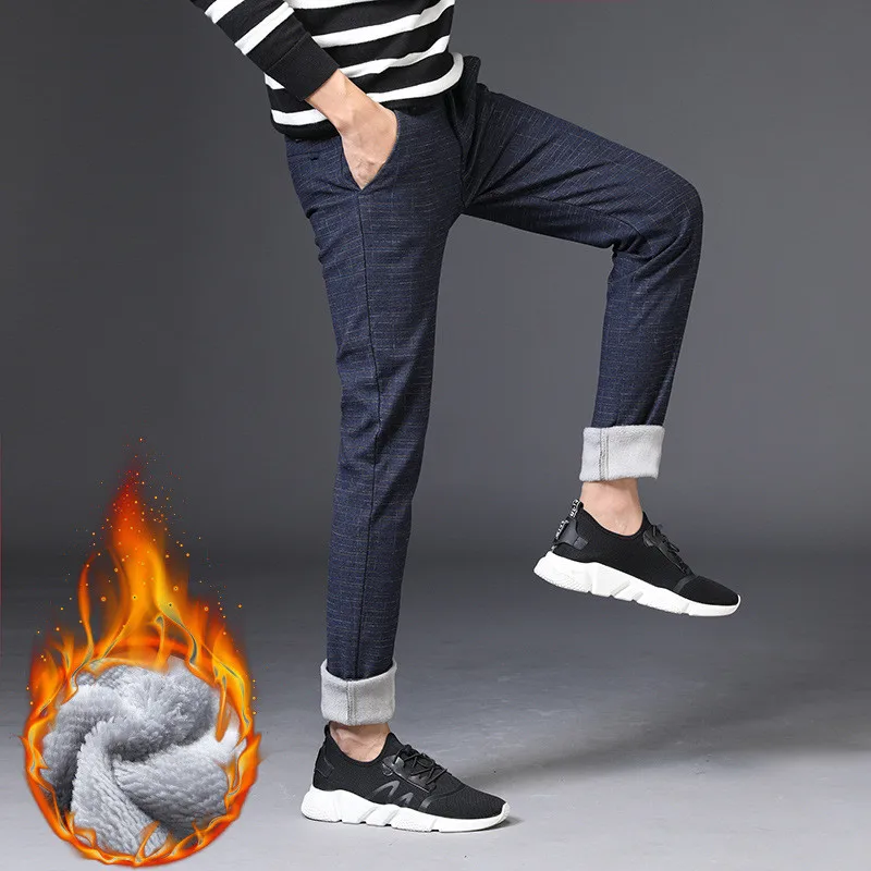 Брендовые мужские зимние теплые флисовые брюки хлопковые повседневные