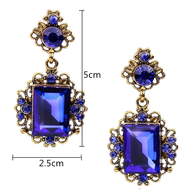 Crystal Water Drop Earrings CZ Vintage Geometric Gold Square Exaggerated Long Dangle Earrings for Women Brincos Party Jewelry