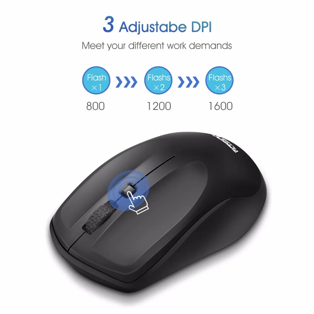 VicTsing 2 4G беспроводная мышь 1600 DPI игровая большой полноразмерный эргономичный