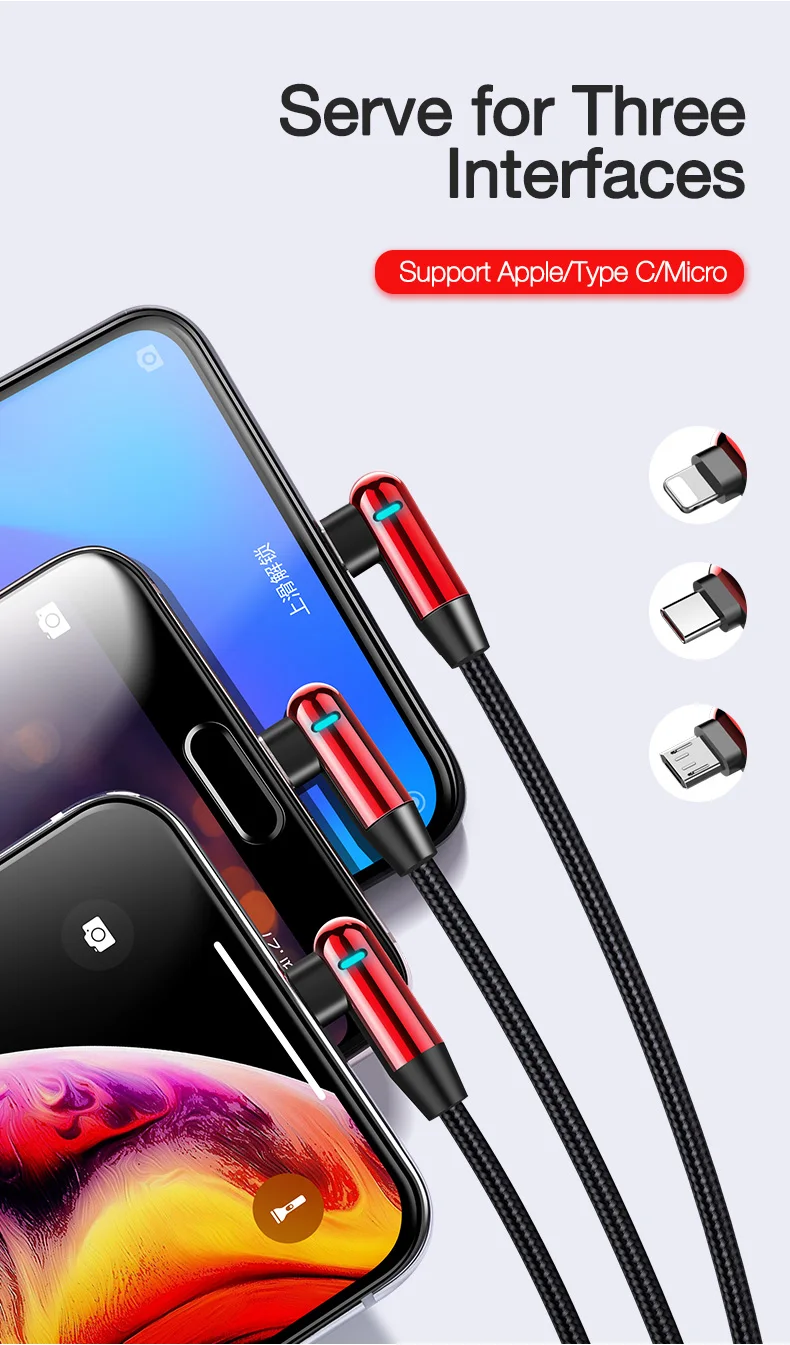 CAFELE 3 в 1 USB кабель Micro type C USB кабель для iPhone samsung huawei Xiaomi Синхронизация данных USB кабель для IOS 130 см светодиодный дисплей