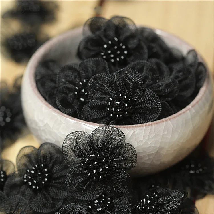 40 шт./лот аксессуары для одежды маленькие цветы аппликация Снежная пряжа бусины