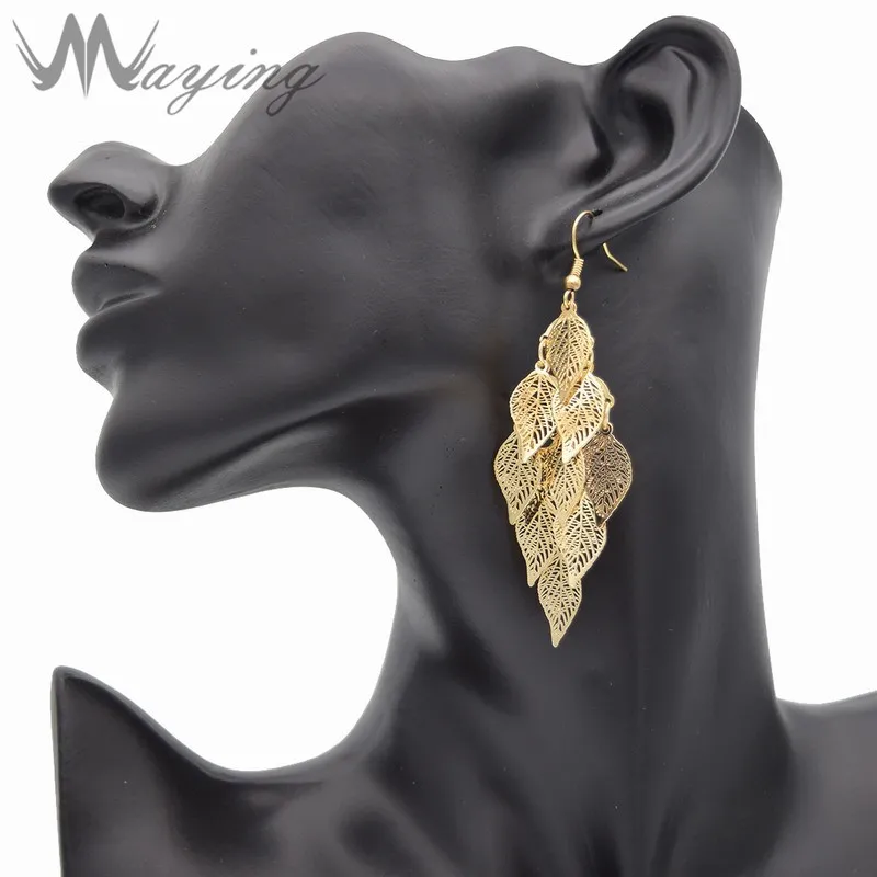 Мода женские золотые зеленый красочный лист Форма партии кисточкой мотаться