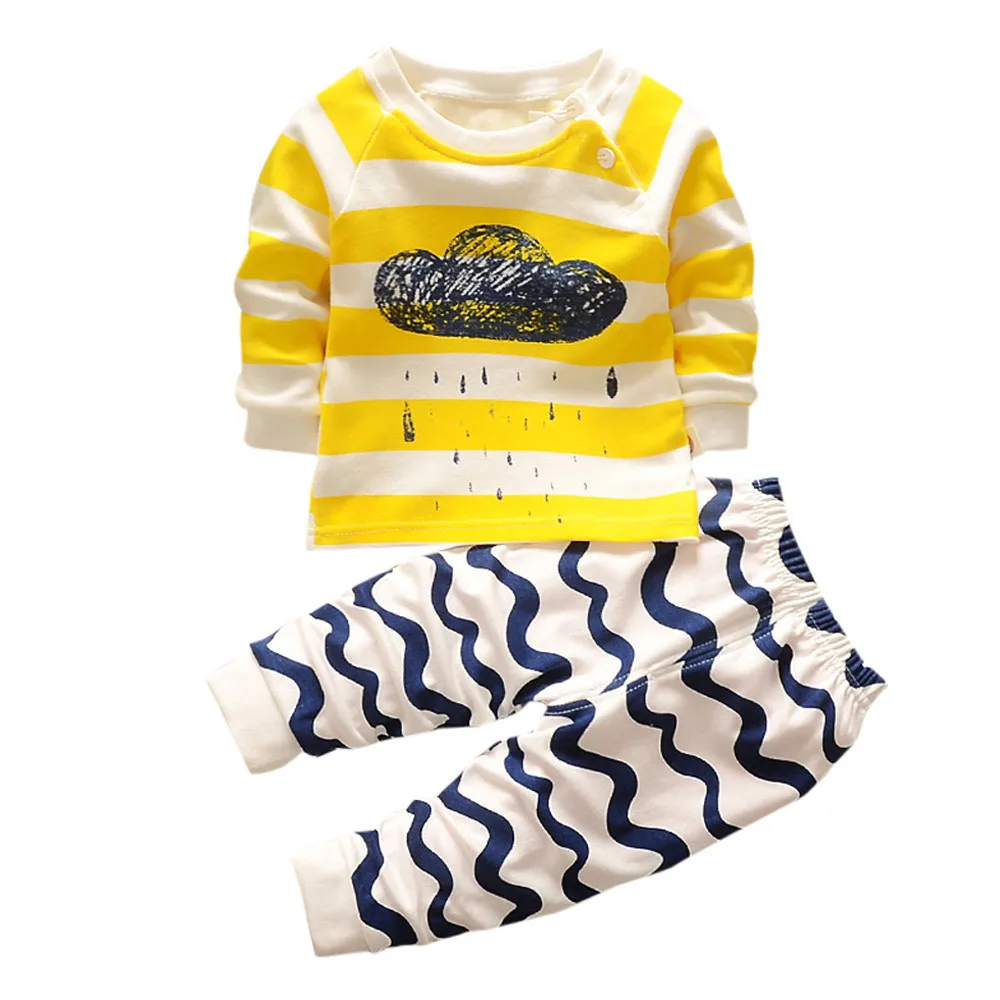 Yellow Arloneetkids/Одежда для детей; коллекция года; сезон осень-зима; Одежда для девочек с рисунком облака; комплект из 2 предметов; зимняя одежда для маленьких девочек и мальчиков; комплект одежды - Цвет: Yellow