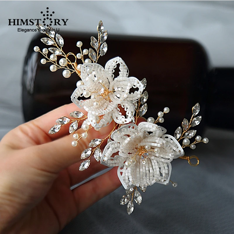 

Floral Hairwear For Bride Tiny Beaded Pearl Flower Wedding Hair Jewelry Accessories Handmade wired Bridal Headpiece