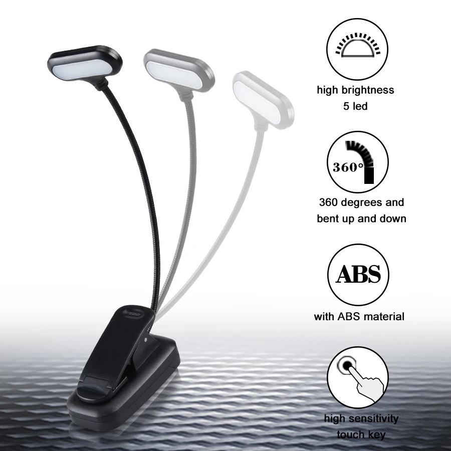 AmmToo Battery Powered LED Night Light Luminaria Clip-on Table/Desk/PC Lamps Eye Protection Reading Book Lights for Children | Лампы и