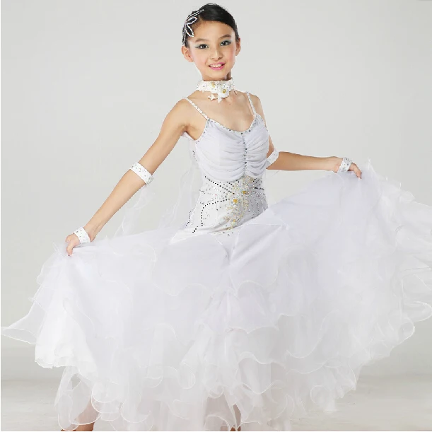 

Top Quality Elegant Children Kids Girls Pink White Tango Dance Dress Ballroom Tango Dresses