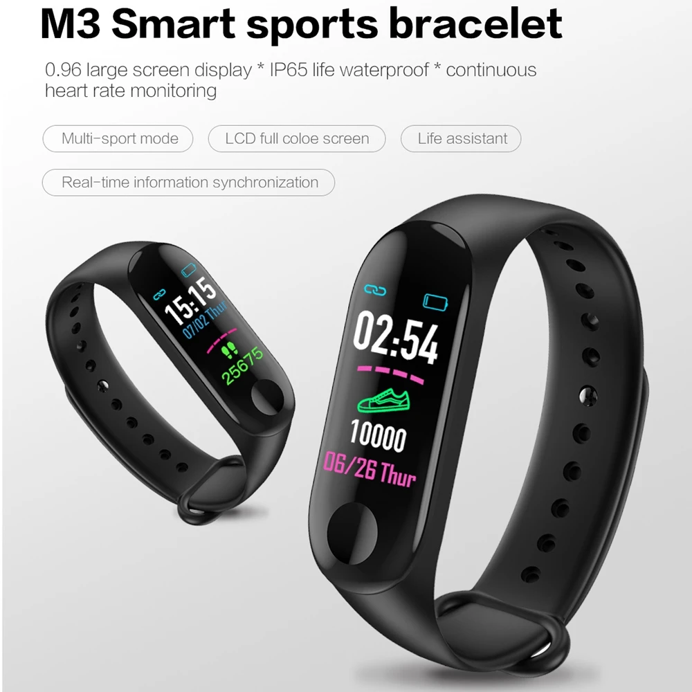 M3plus IPS Screen Smart Sport Fitness Bracelet IP68 Waterproof Blood Pressure Oxygen Activity Tracker For Men Women Watches | Электроника