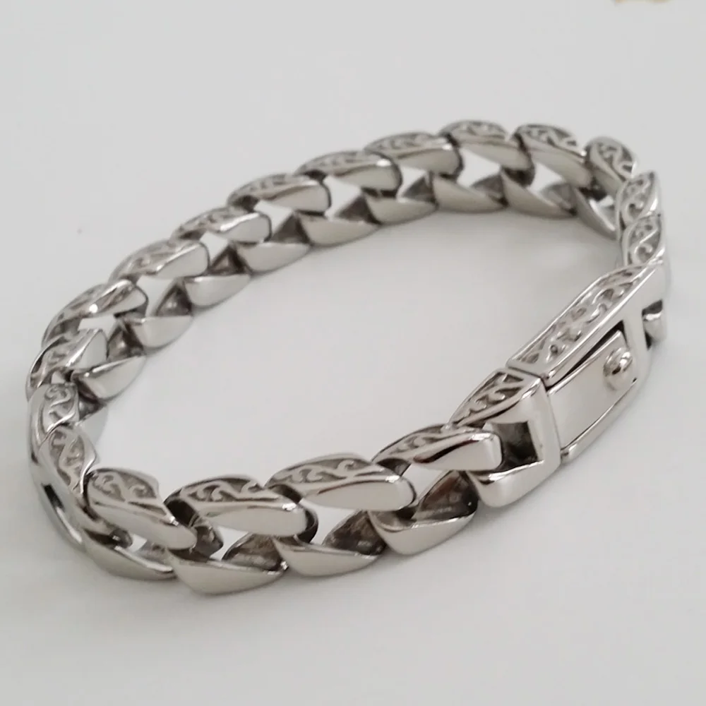 Мужские Винтажные серебряные украшения из нержавеющей стали браслет высокого