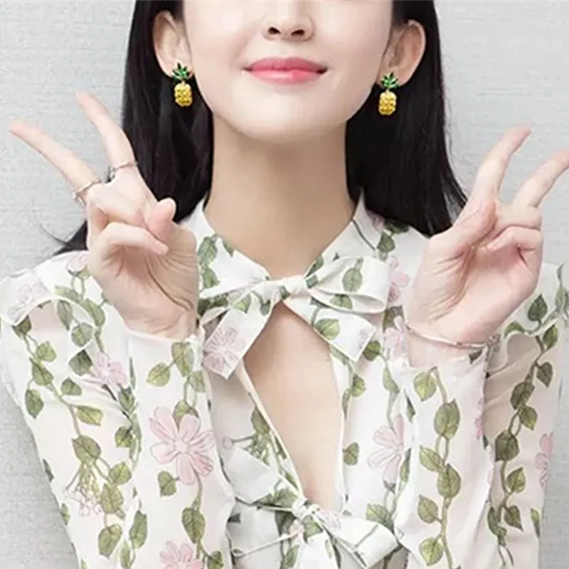 Лидер продаж милые серьги гвоздики в форме фруктов миниатюрный ананас