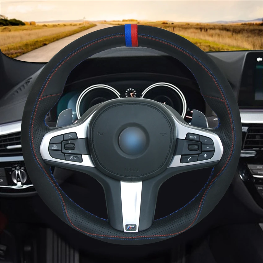 MEWANT черный замшевый кожаный чехол на руль для BMW G30 525i 530i 530d M550i M550d 2017 2018 G32 630i 640i M
