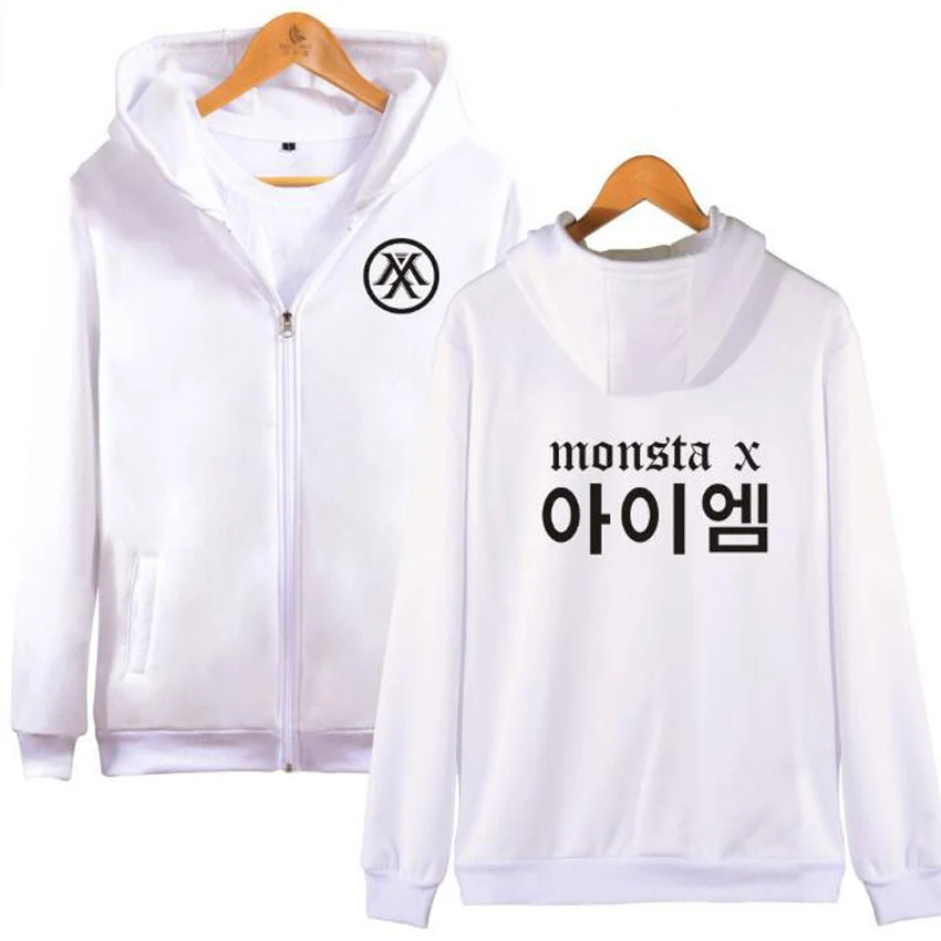 K POP monkpop Monsta X Zipper женские толстовки Wonho YOOKIHYUN I.M JOOHEON MINHYUK зимние женские куртки и пальто