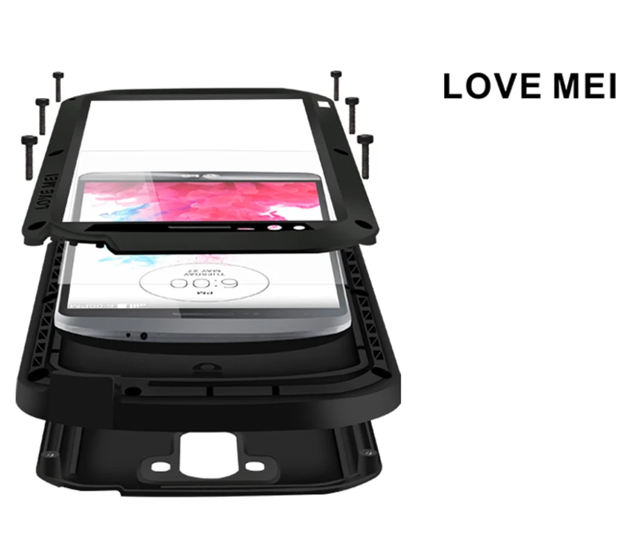 LOVE MEI Extreme Metal Aluminum Dirt Waterproof Powerful Case For LG G3 G5 G6 V10 V20 V30/LG G7/LG Class/H740 + Gorilla Glass |