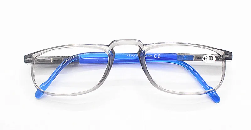 Hanging with pen Ultralight Toughness Anti Fatigue PC Unbreakable Reading Glasses Men Women High Quality Presbyopic Eyeglasses - Frame Color: gray