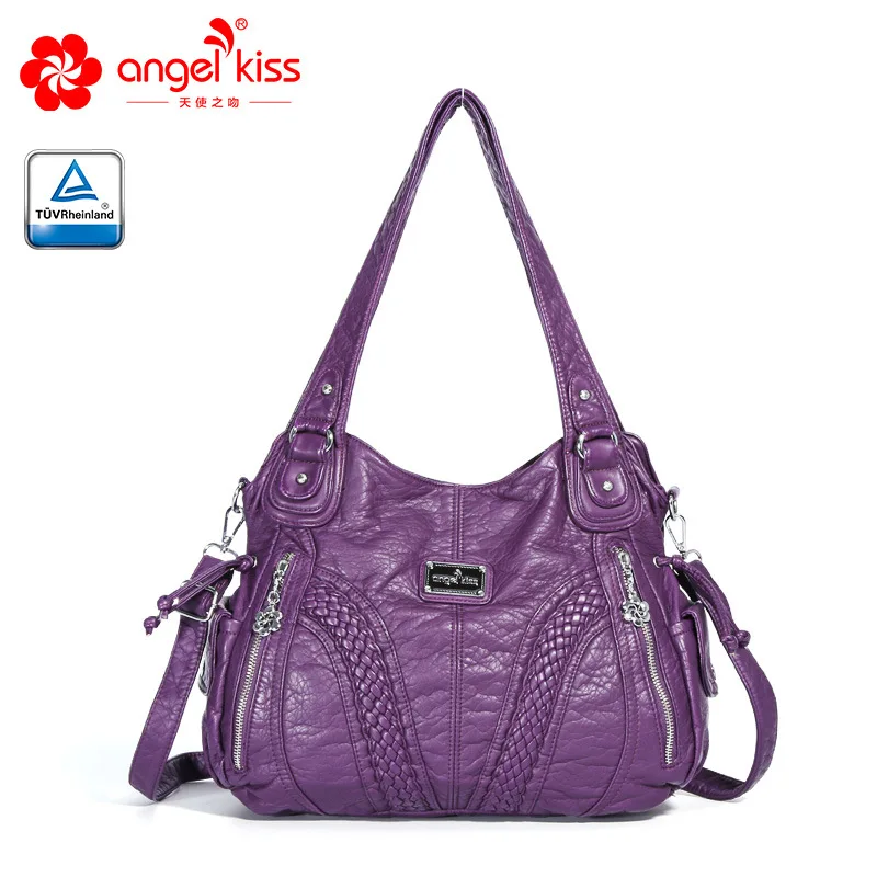 Purple Европа и Америка PU Дамская сумка чистый цвет женские сумки Различные цвета на одно плечо диагональная сумка ZF9645 - Цвет: Purple