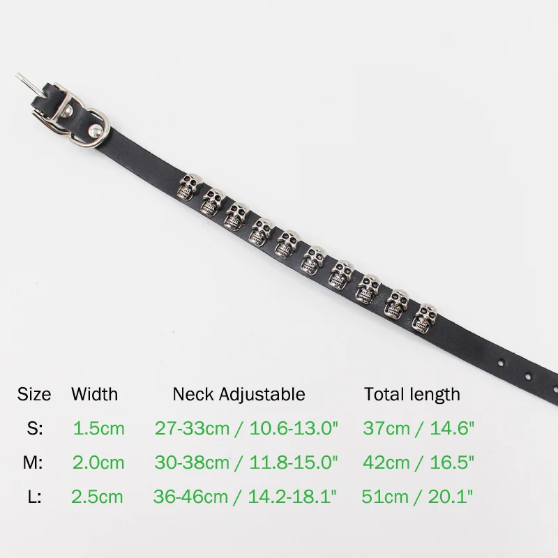 Череп Шипованный ошейник для собак из искусственной кожи Регулируемый кошек