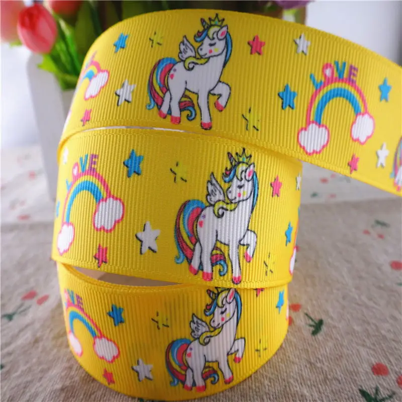 " 25 мм 5 ярдов Радужная лошадь печатные корсажные ленты Diy банты для волос ручной работы полиэстер мягкие корсажные ленты 18081201 - Цвет: 1