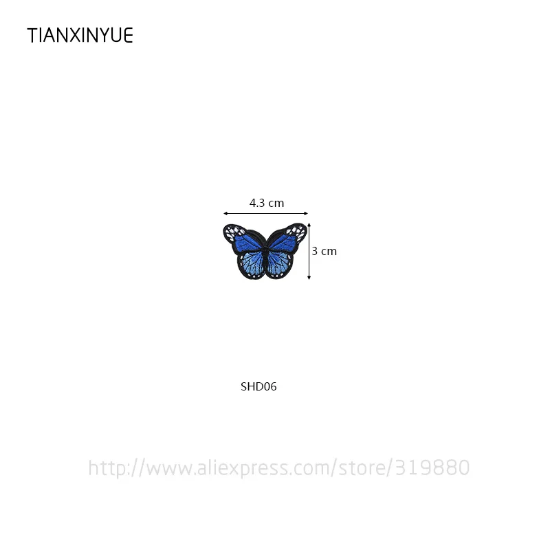 SHD06 TIANXINYUE нашивки «бабочки» гладить на DIY вышитые аппликации пришить наклейки для одежды ткань сумки - Цвет: SHD06