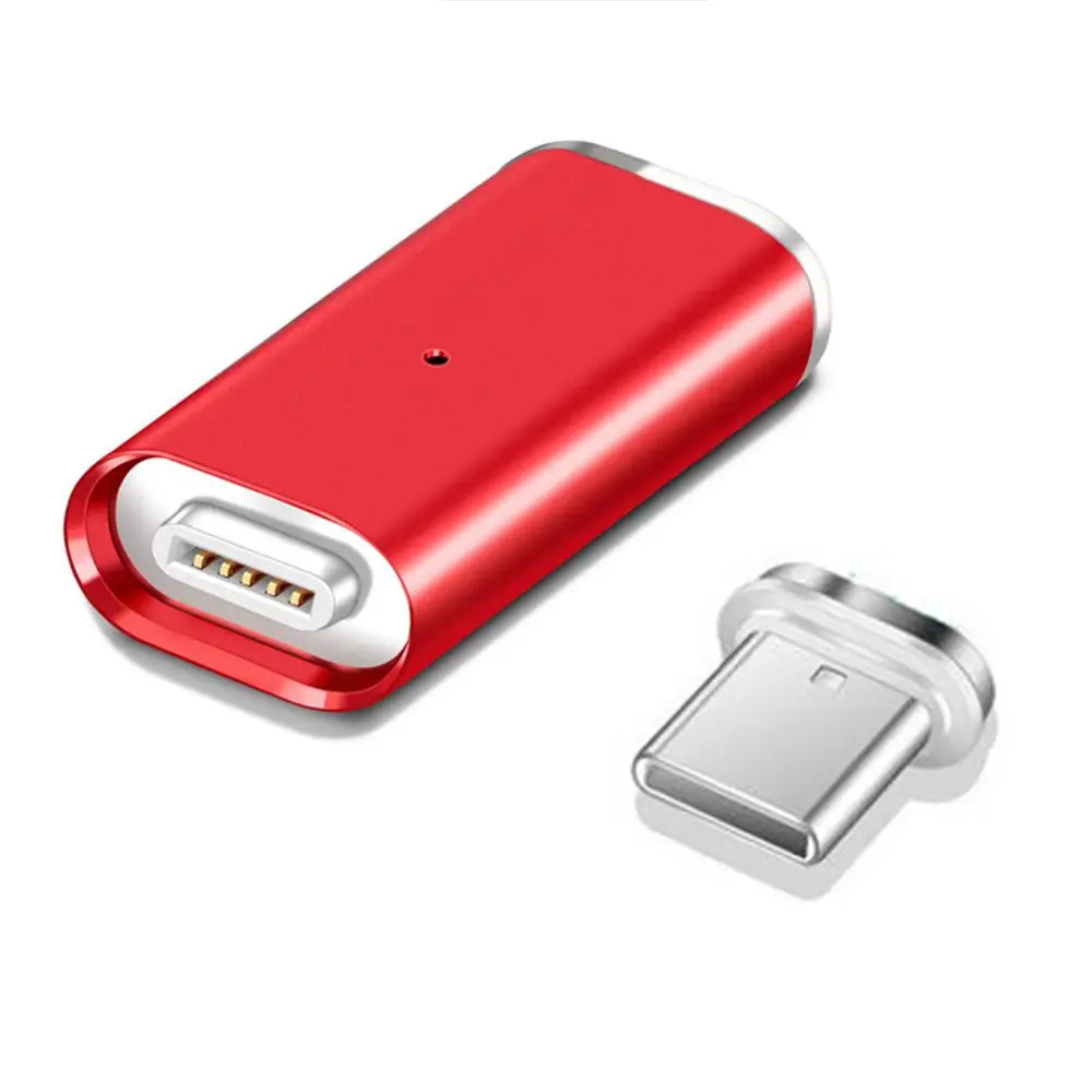 Быстрая Беспроводная зарядка Магнитная Тип usb C кабель для Тип-C Магнитный адаптер для Macbook samsung s8 s9 Plus чехлы для айфонов 5 5, 6 комплектов/партия, магнит USB-C разъем - Цвет: Красный