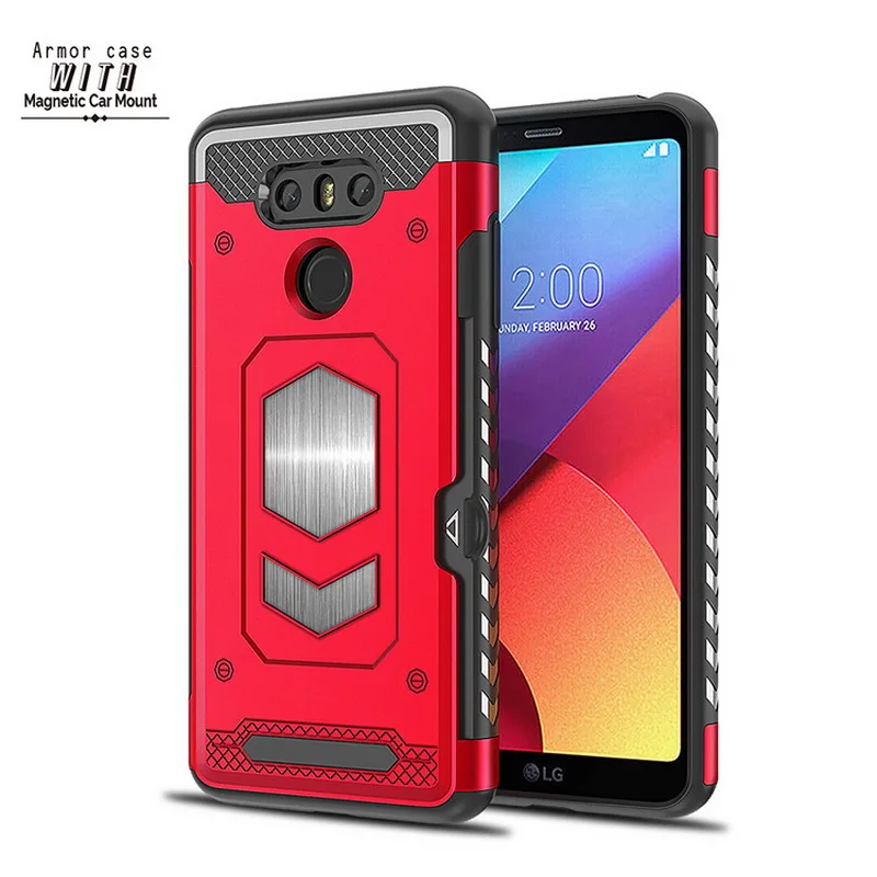 Гибридный бронированный Магнитный чехол-подставка на присоске для LG G7 G6 V30 держатель для карт слот полный чехол защитный чехол s для LG Q6 Q8 V30