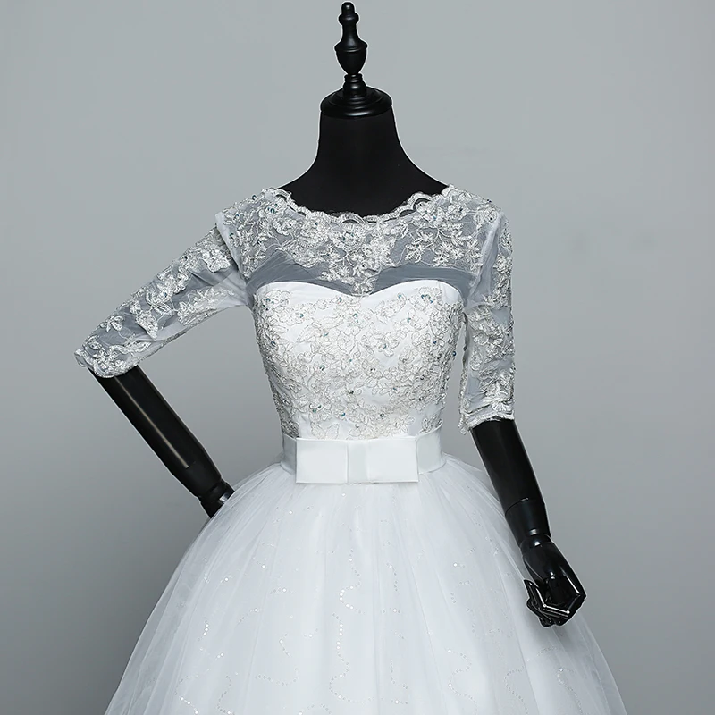 Бальное платье реальные изображения Vestido De Novia Тюль свадебное платье с кружевом с коротким рукавом и аппликацией для невесты