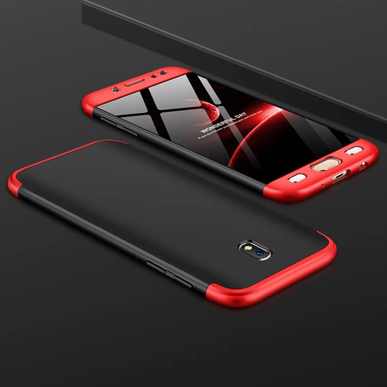 Black with Red Для samsung J7 J730F чехол J730 матовый 360 градусов Полная защита жесткий чехол для samsung Galaxy J7 J72017 SM-J730F - Цвет: Black with Red