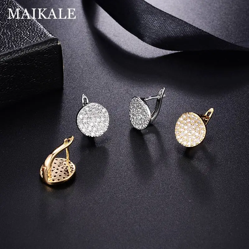 MAIKALE простые круглые серьги с кубическим цирконием, медные серьги, классические дикие Индивидуальные ювелирные серьги для женщин, чтобы отправить друг