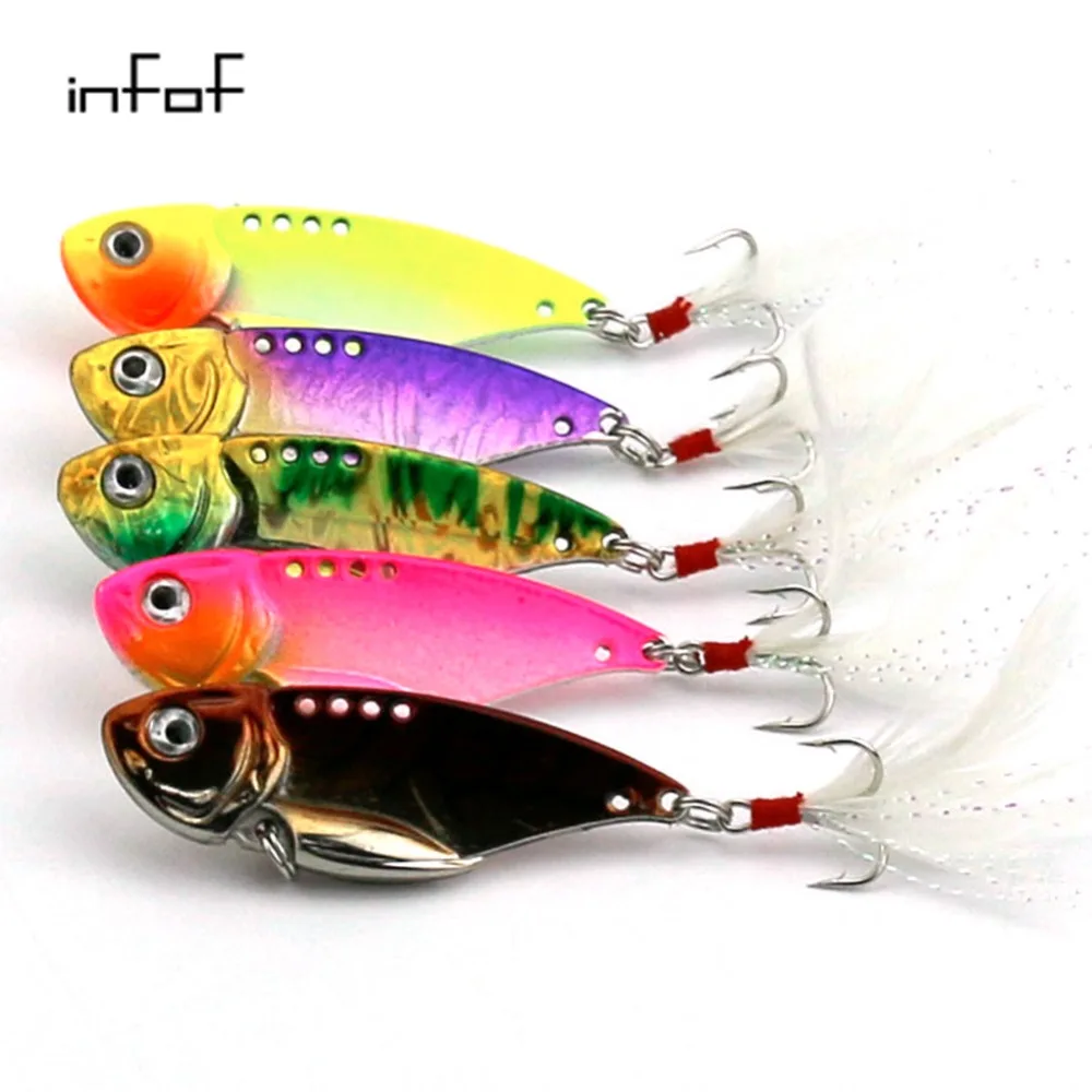5PCS vibrators fishing lures 5.5CM 11.8G vib spoon squid bait lure bait top water fishing tackle metal fishing lures