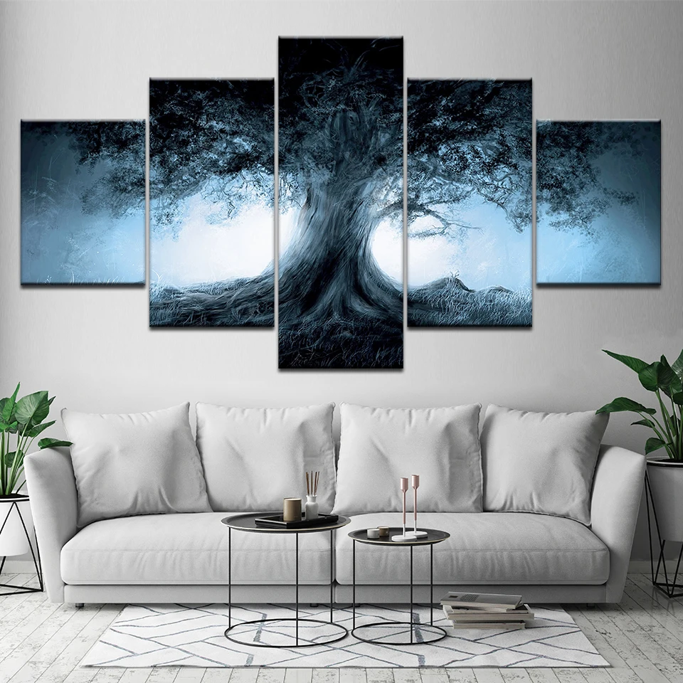 Картина на холсте Дерево жизни 5 шт. настенная живопись модульная обои плакат