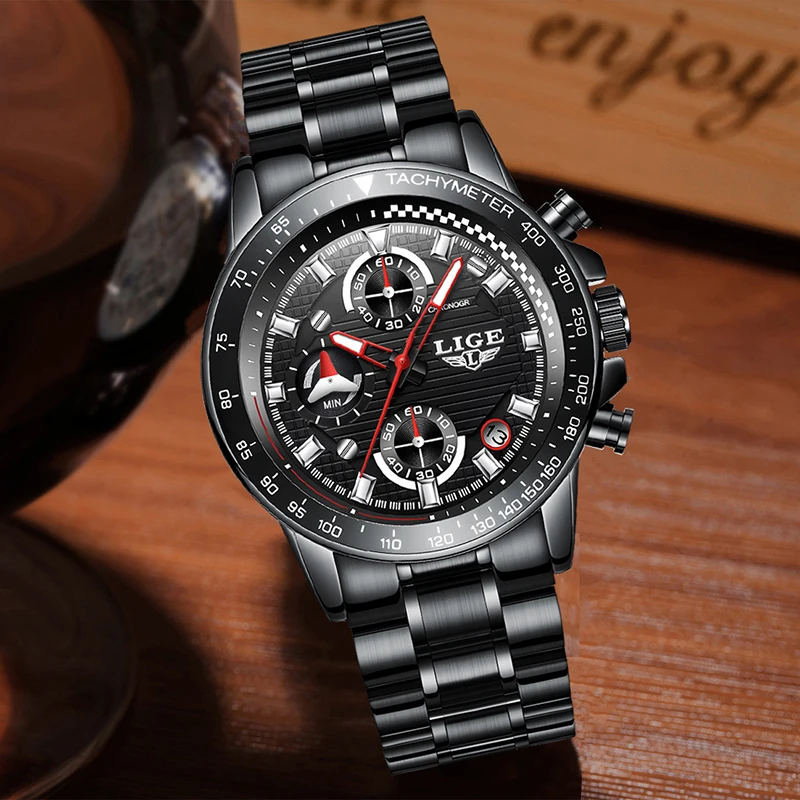 LIGE новые мужские часы лучший бренд роскошные модные деловые кварцевые