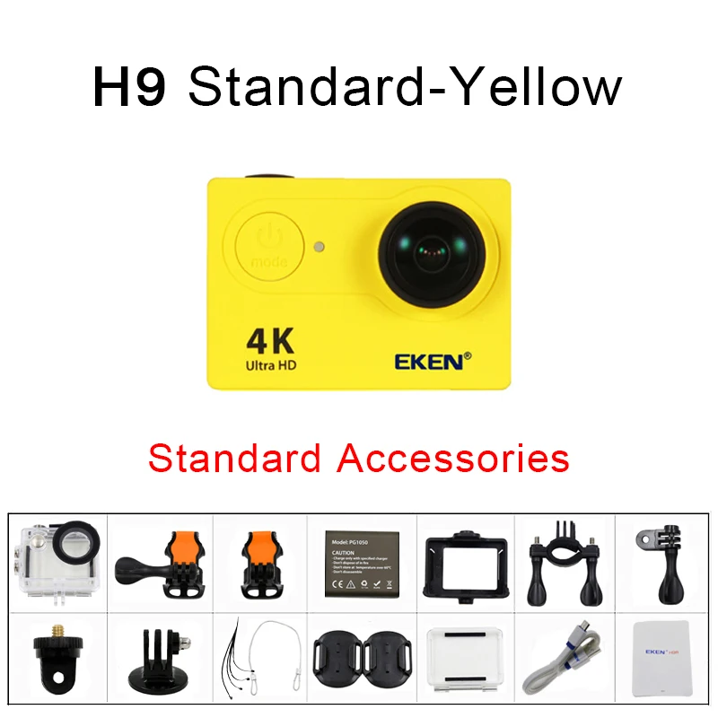 H9 Yellow Оригинальная Экшн-камера eken H9 H9R 4 K/30FPS 1080 p/60fps 20MP Ultra HD Mini Helmet Cam WiFi водонепроницаемая Спортивная камера - Цвет: H9 Yellow