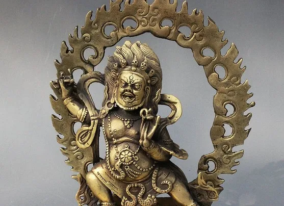 YM 317 тибетская буддистская Fane Бронзовая статуя Vajrapani Chana Dorje Правдивая