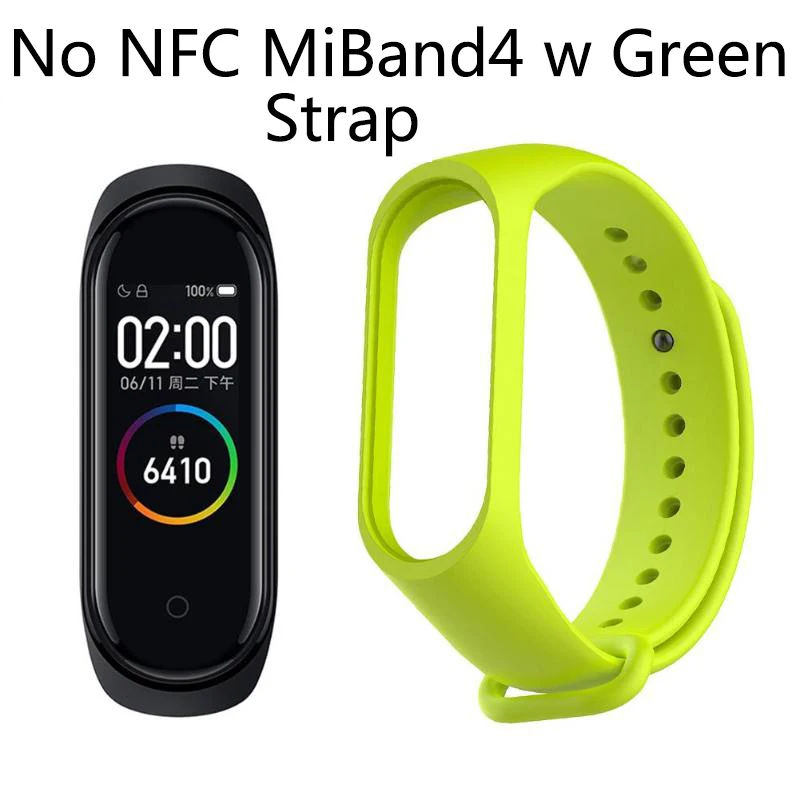 MiBand4 w Green Китайская версия Xiaomi Mi Band 4 NFC 5ATM водонепроницаемый браслет монитор сердечного ритма AMOLED цветной экран Голосовое управление фитнес-трек - Цвет: MiBand4 w Green