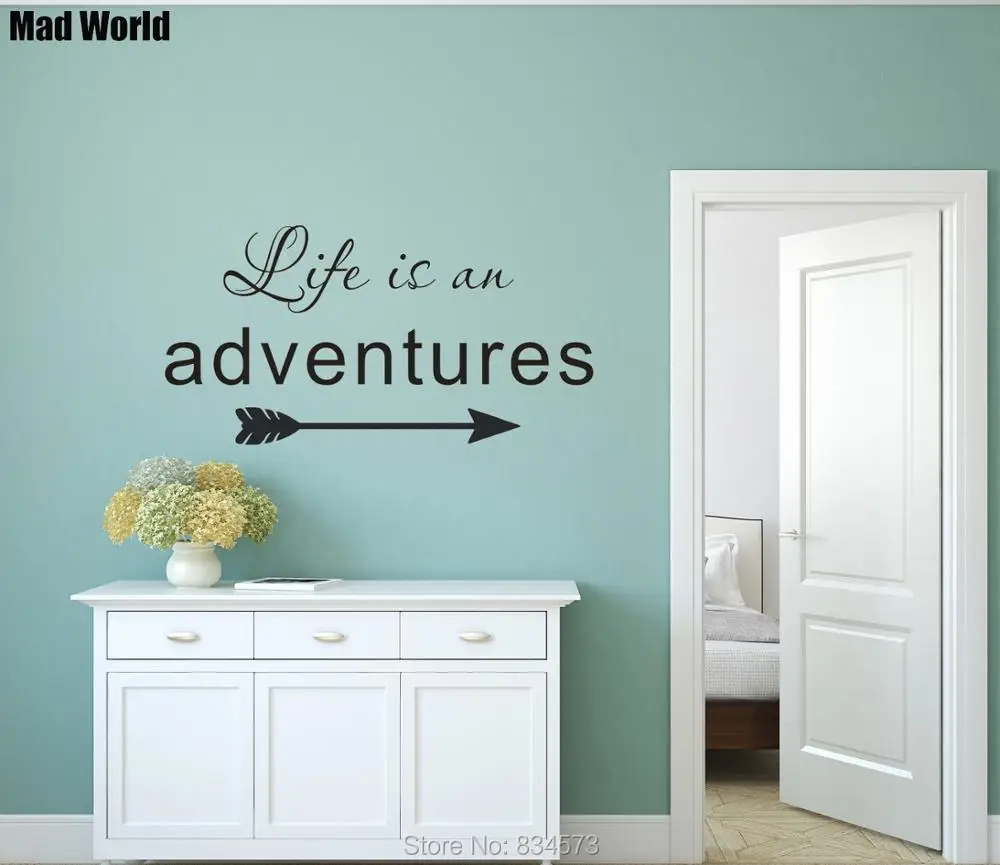 

Безумный мир-жизнь-это приключение стрелки Wall Art Наклейки на стены дома DIY украшения Съемный Декор наклейки на стену
