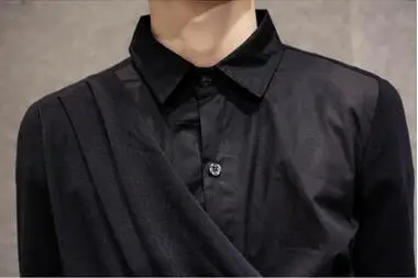 

XS-5XL!!!Stylist shirt with long sleeves long night tide male shirt splicing han edition cultivate one's morality personality