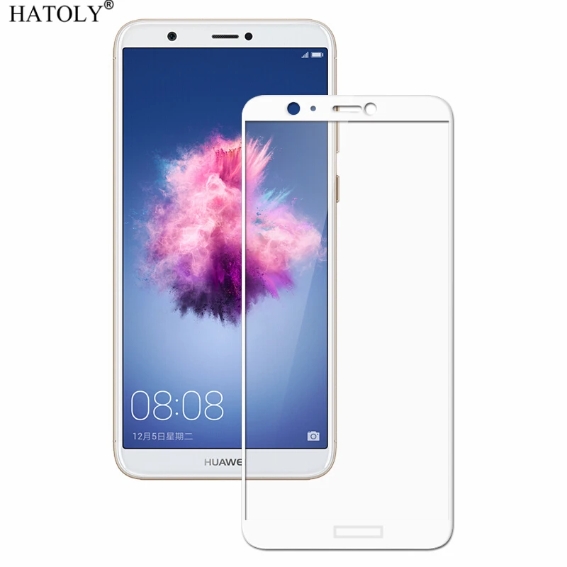 White 1 шт закаленное стекло для huawei P Защита экрана смартфона Enjoy 7s полное покрытие для huawei P Smart 3D пленка с закругленными краями HATOLY - Цвет: White