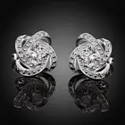 Оптовая продажа модные серебряные ювелирные изделия Изысканный Европейский Циркон Кристалл Очаровательные благородные серьги гвоздики для женщин Свадебные E029