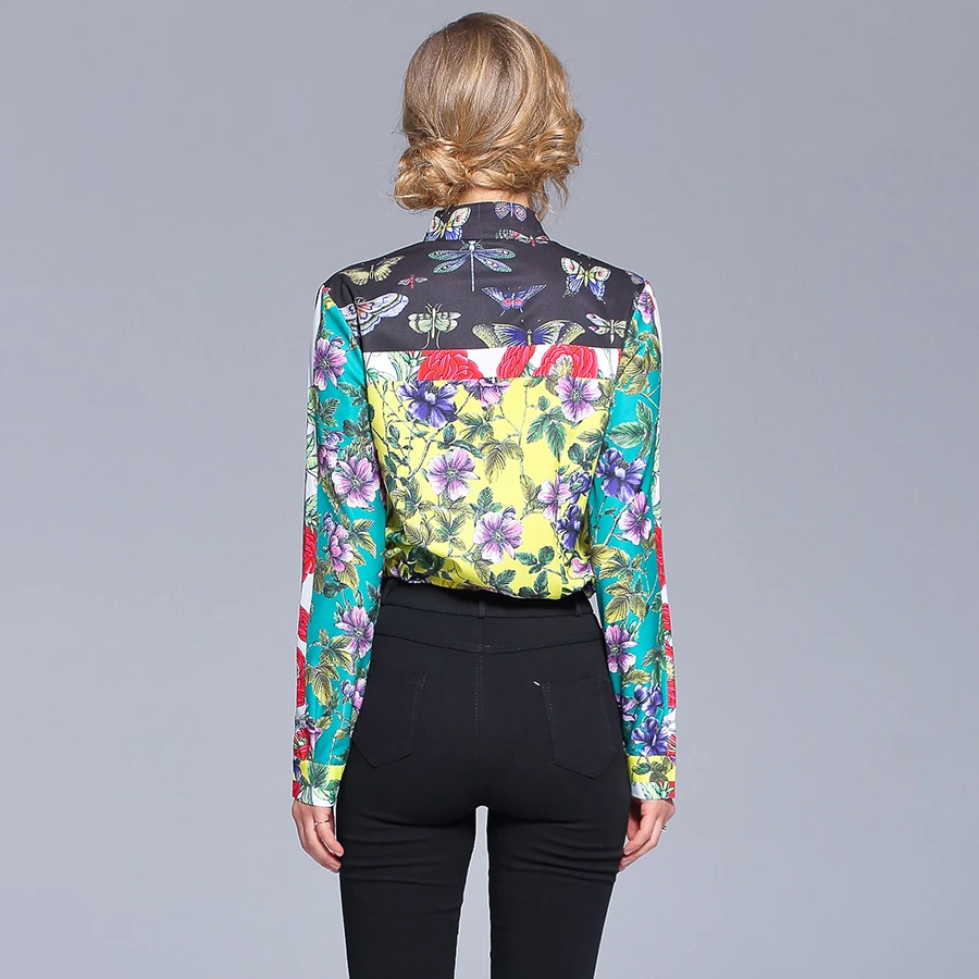 Новинка 2018 осенняя модная блузка подиумная Дизайнерская Женская винтажная