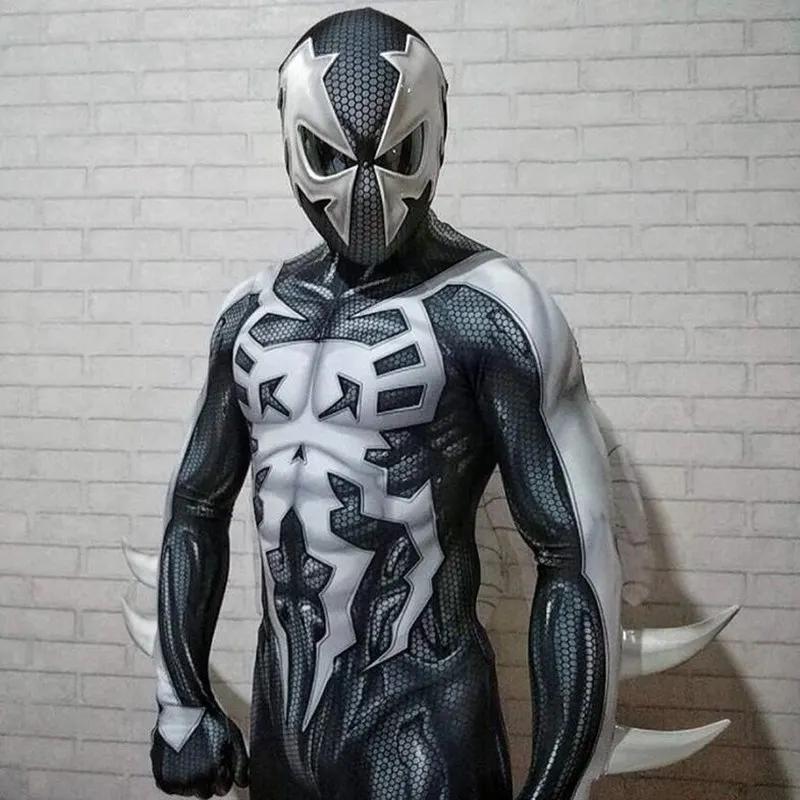 Фильм взрослого человека-паука 2099 Venom Костюмы для косплея Мигель O'Hara 3D костюмы зентай супер человек-паук полная боди человек комбинезон; комбинезон-Песочник - Цвет: Черный