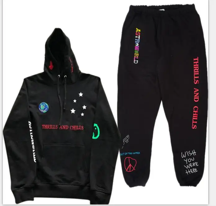 Новинка, толстовка ASTROWORLD SCATTERDE, хлопок, 1:1, Трэвиса Скотта, толстовки, свитшоты для мужчин и женщин, штаны ASTROWORLD, фирменный костюм - Цвет: 5
