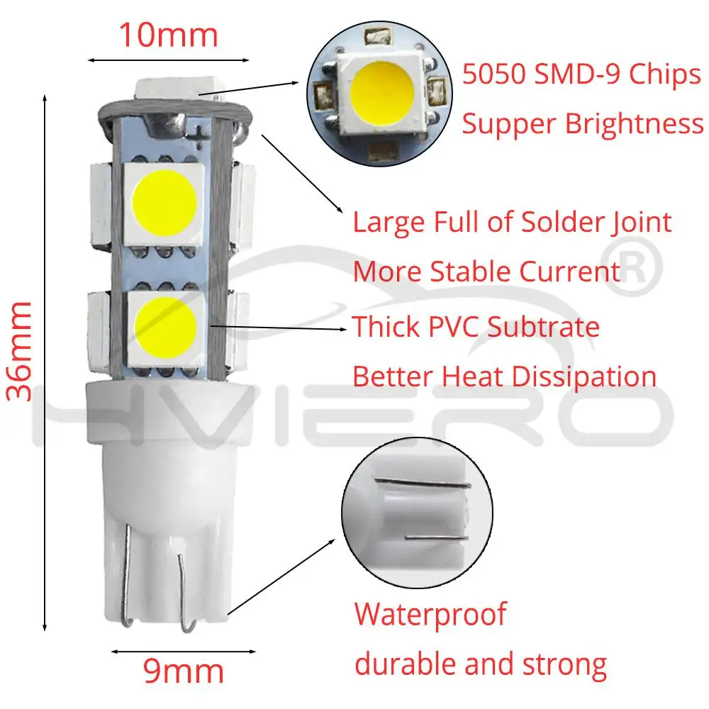 4 шт. Автомобильные светодиодные лампы T10 W5W 5050 194 168 DC 12 В|car light|light 12vlight bulb 12v |
