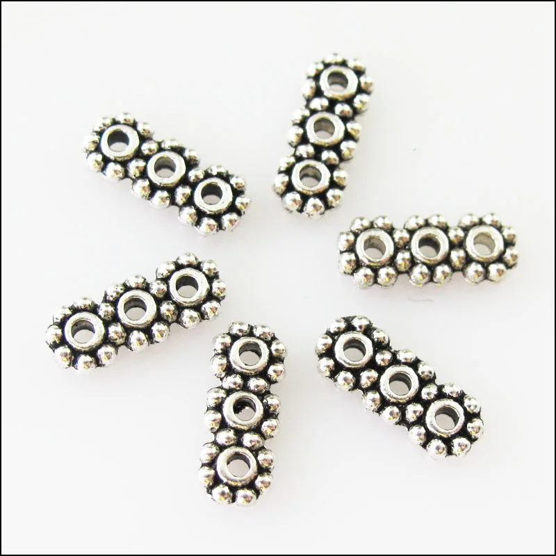 Новый 80 шт. Тибетский серебристый цвет 3 волокнистый шнур панель распорной детали