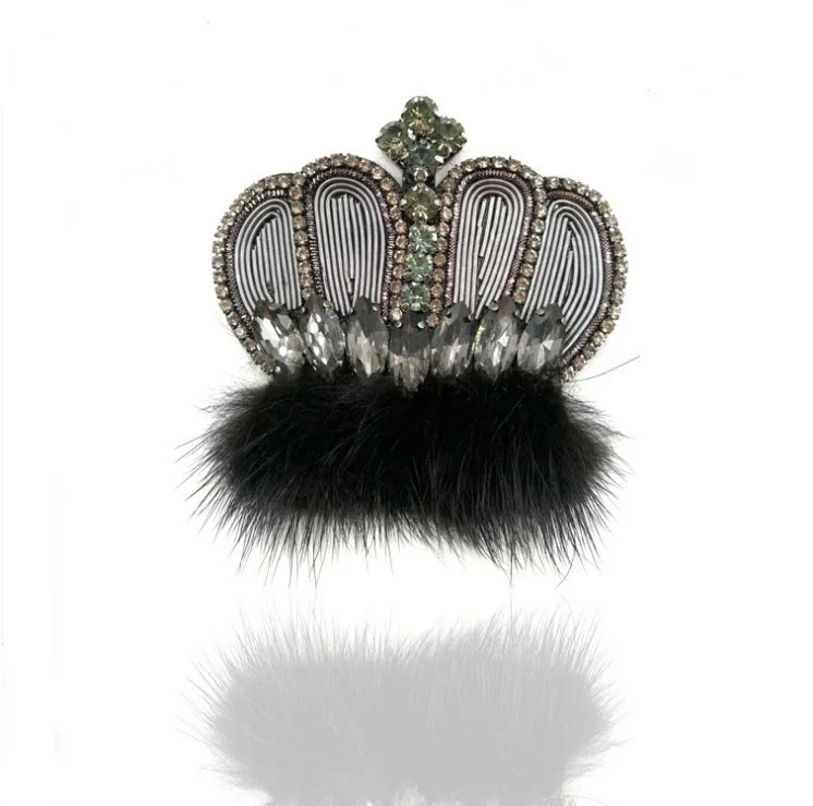 Новинка 1 шт. стразы меховая Корона искусственная аппликация нашивка в