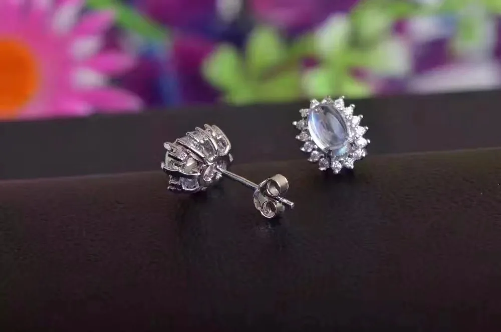 Uloveido овальные серьги гвоздики с лунным камнем для женщин свадебные украшения из