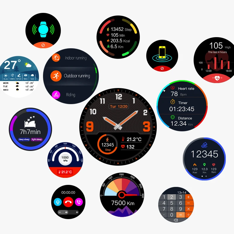 KIWITIME круглые Bluetooth Смарт часы с футляр для сим-карты для apple iphone и android телефон модные спортивные умные часы