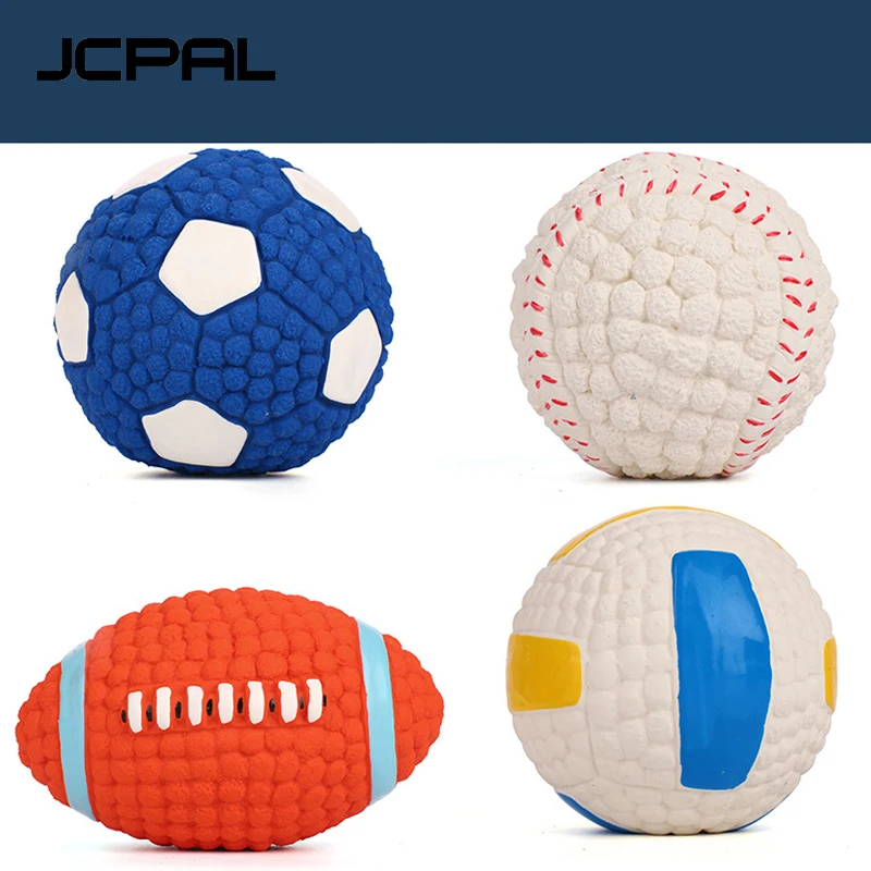 JCPAL 1 шт. резиновые мячи для собак пищащие игрушки футбол волейбол баскетбол регби