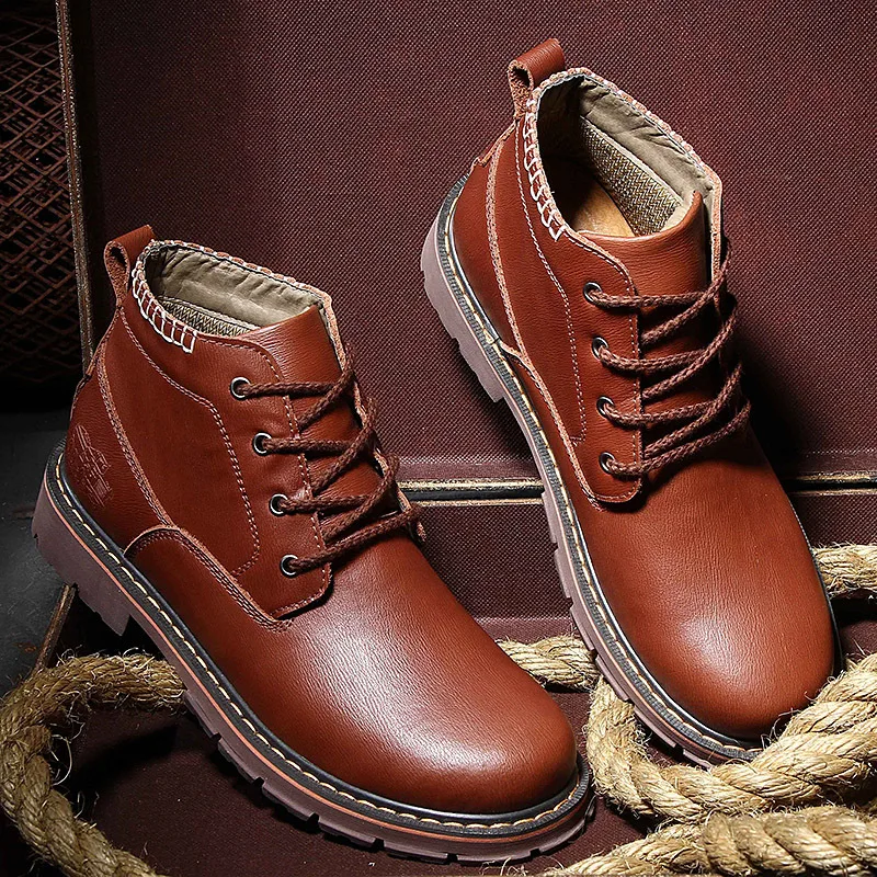 Осень и зима мужчины Мартин сапоги чистые дышащая кожа высокие для Британского