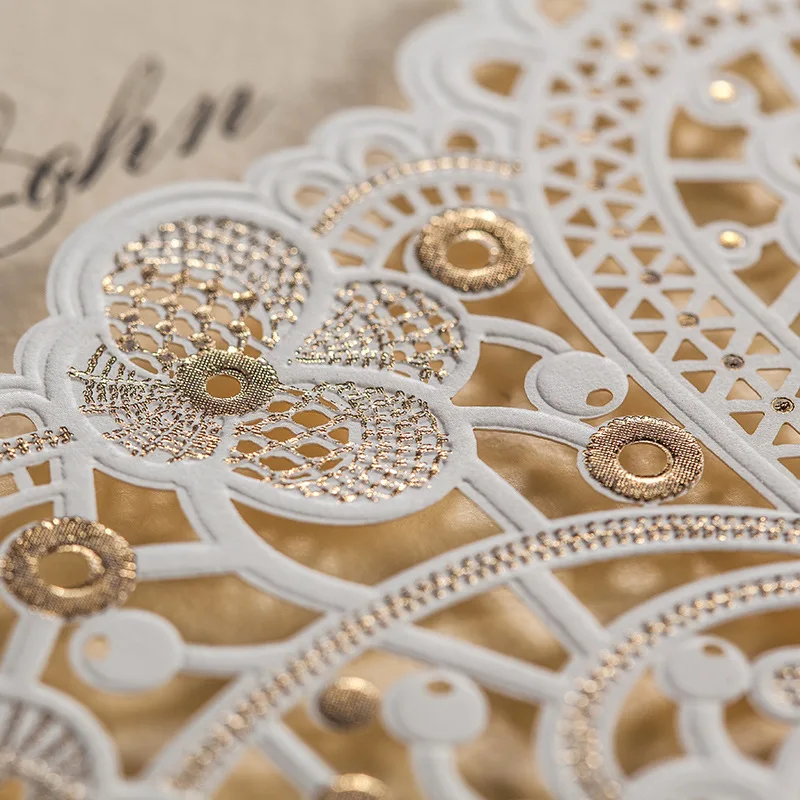 Персонализированные Великолепный лазерная резка Свадебные Приглашения белый